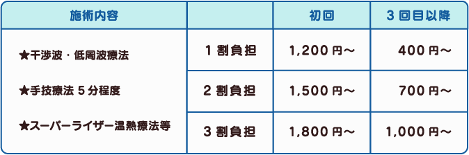 保険施術、施術内容